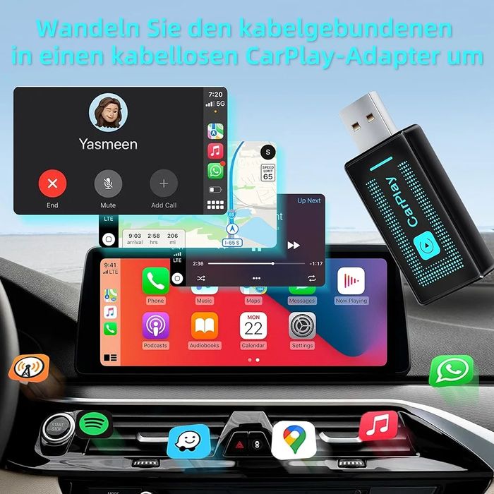Безжичен CarPlay USB адаптер за iPhone и Apple CarPlay