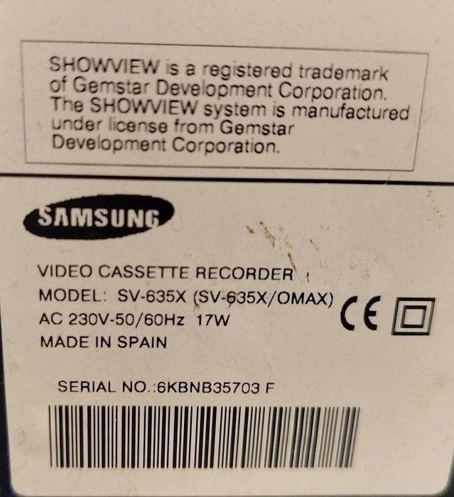 Samsung SV-635X, HI-FI stereo, работещо видео с 6 глави+кепчър и кабели.