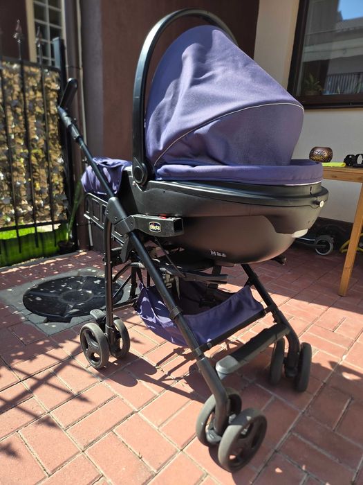 Cărucior 3 în 1 Chicco Trio Love - Sistem modular complet, stare bună (culoare bleumarin)