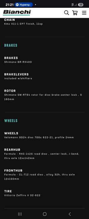 Bicicleta bianchi via nirone 7 marimea 47