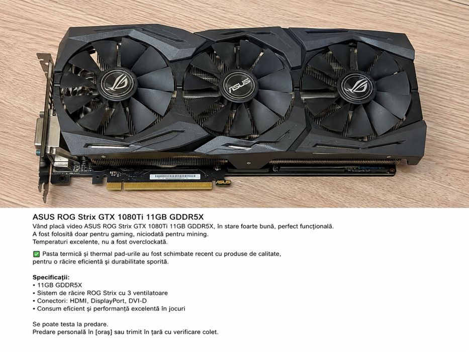ASUS ROG Strix GTX 1080 Ti 11GB GDDR5X
