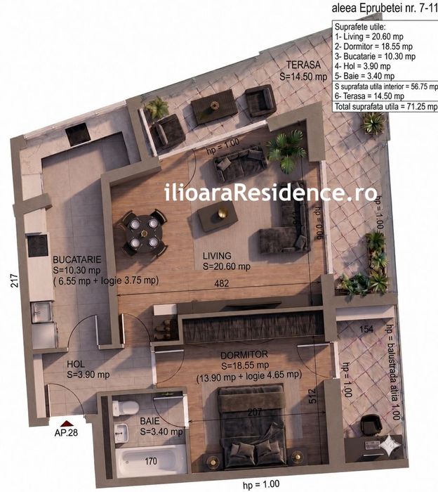 2 camere, 72 mp, 300 m metrou Nicolae Grigorescu (Ilioara), Park Lake