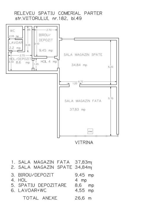 Spatiu Comercial Viitorului-Stefan Cel Mare, 100 mp, vitrina 7 m, Direct Proprietar