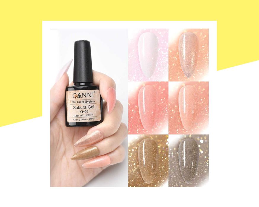 Професионален UV/LED брокатен гел лак CANNI, натурални цветове