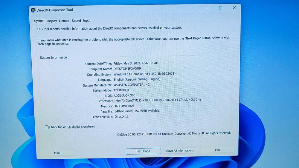 Laptop 13.3" ultraportabil asus UX310u i5 7200U 16gb ram ssd 256gb nvidia 940MX