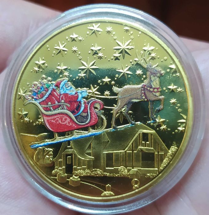 Коледно - новогодишен плакет в защитна капсула . Merry Christmas