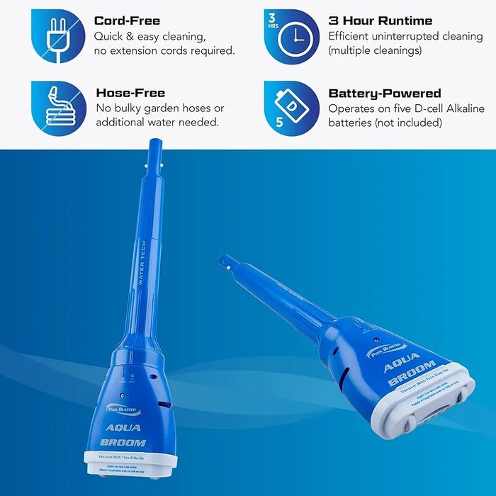Aqua Broom for Pool and Water Vacuum Cleaner Battery Powered