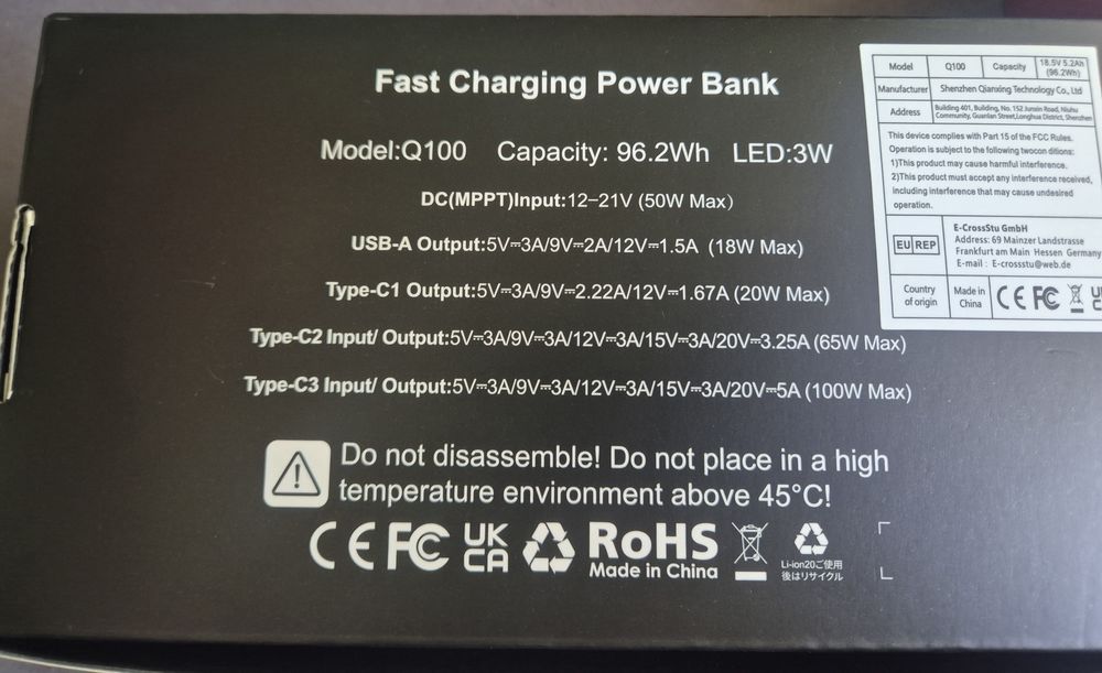 Baterie externa 100w Fast Charge 26000mAh