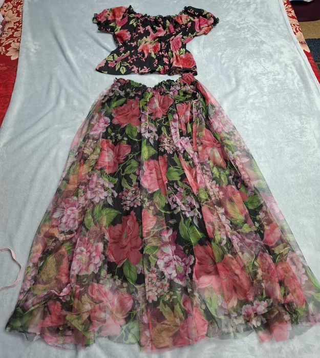 Set de fusta de tul si bluza de vara asortate (XL)