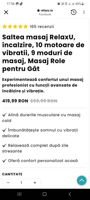 Saltea masaj electrică cu încălzire, 10 motoare, telecomandă