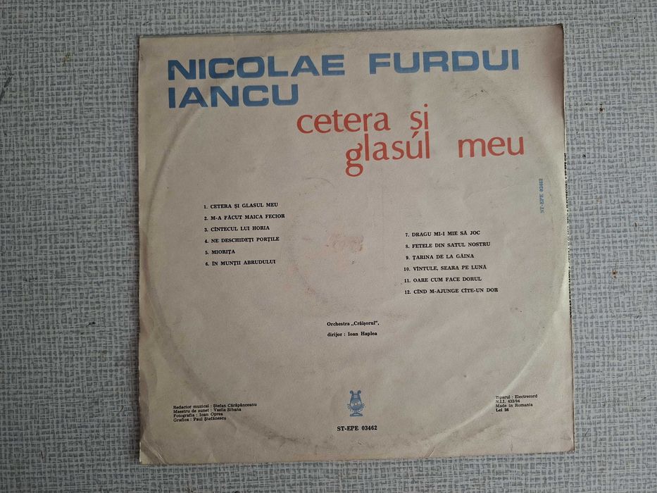 Vinil Nicolae Furdui Iancu – Cetera și Glasul Meu (1988, Electrecord)