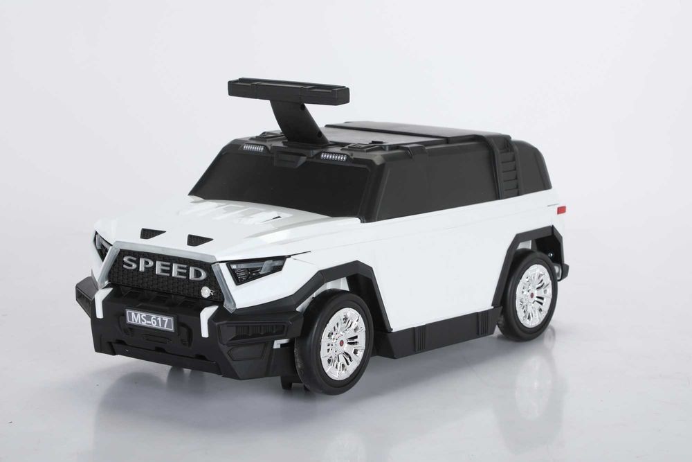 Valiza tip masinuta, Kinderauto SPEED, multifunctionala 2 in 1 #White