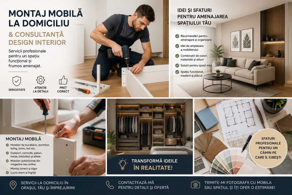 Montaj Mobilă la Domiciliu & Consultanță Design Interior