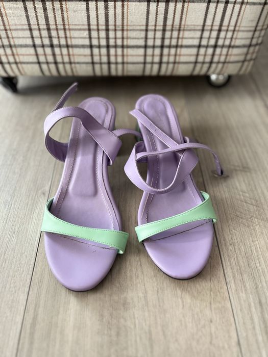 Sandale 37, verde/mov, toc 6 cm