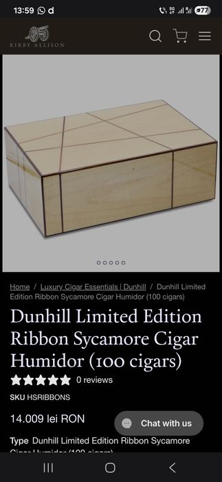 Dunhill Ribbon Sycamore Humidor 1 of 88 (100 cigars)-(The White Spot)