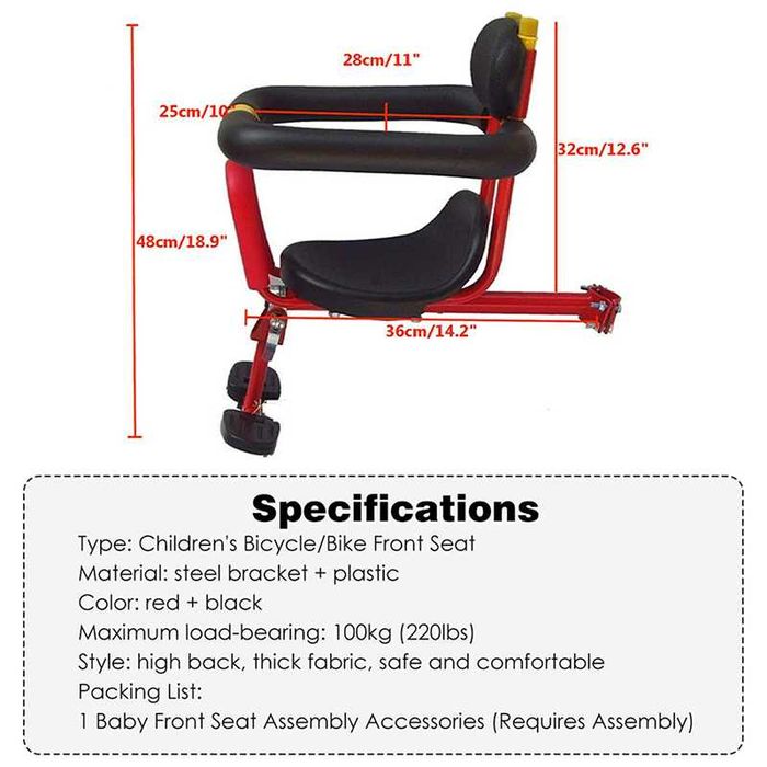 Детско столче за велосипед, Преден монтаж, Универсално, До 7г. / 25кг.