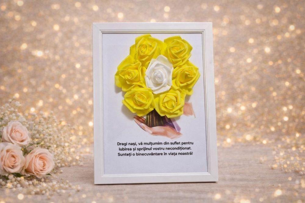 Tablou cu mesaj și trandafiri din săpun parfumat!