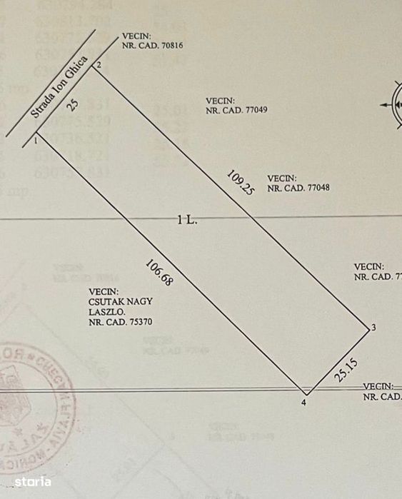 Teren de vânzare 1- 3 parcele Zalău. O parcela are aprox 850m2