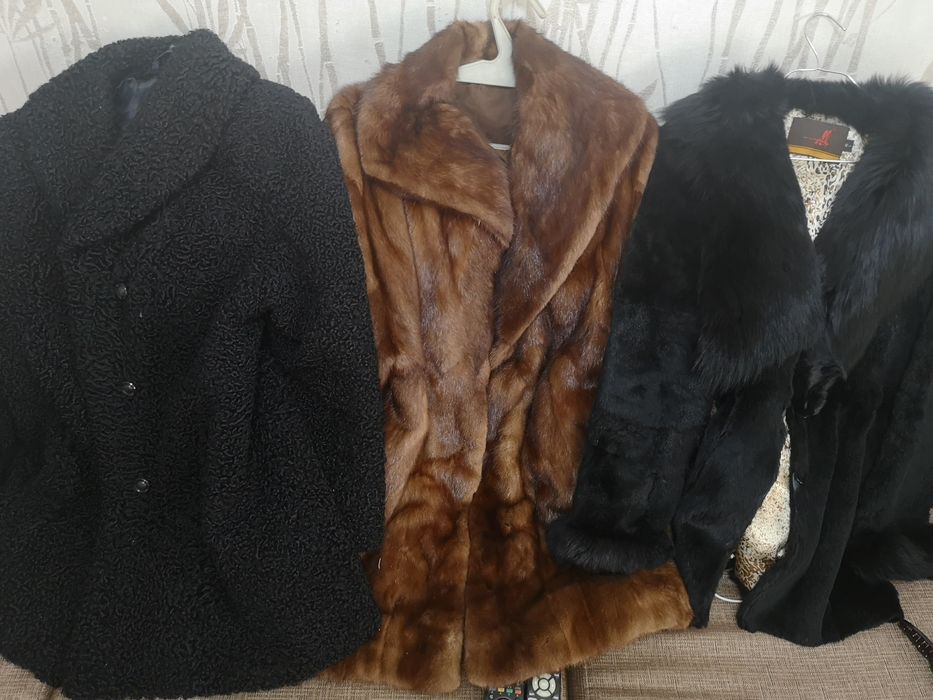 Шуба из норки, каракуль и кролик