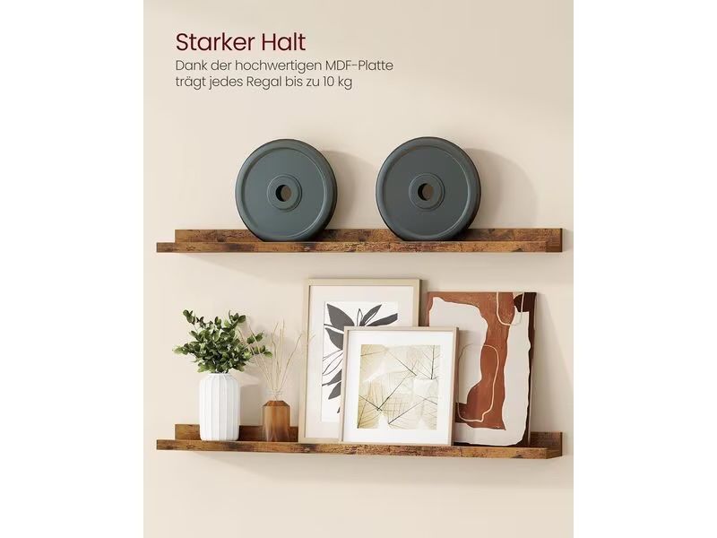 Комплект от 2 стенни рафта VASAGLE, плаващи рафтове, ширина 80 см