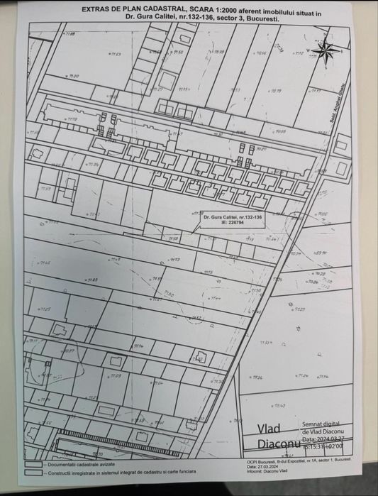 Teren construibil 400 mp + 100 mp drum de servitute Gura Calitei– Sector 3, București