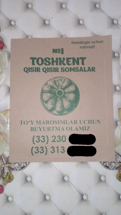 Somsa va gummalar uchun qogoz paketlar