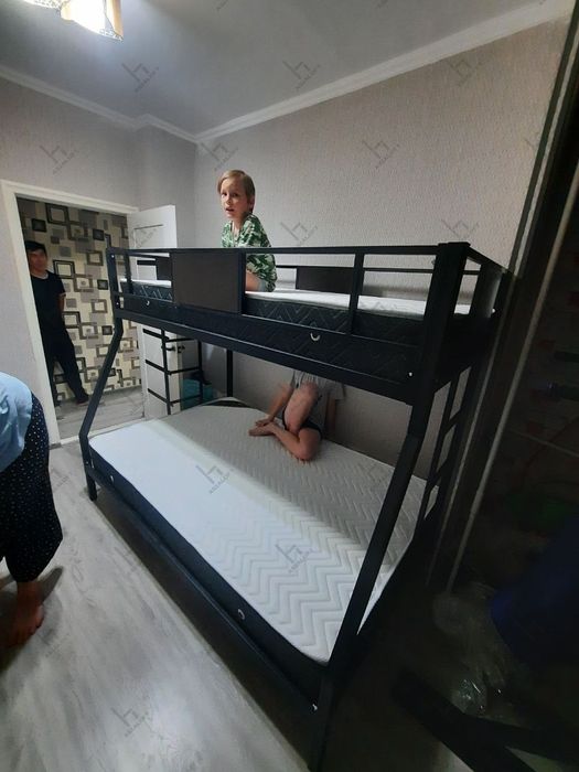 Детская кровать Kravat Двухъярусная Металлическая Кровать, LOFT Style,