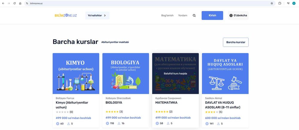 Тайёр бизнес. Тайёр онлайн таълим платформаси сотилади — Bilimzone.uz.