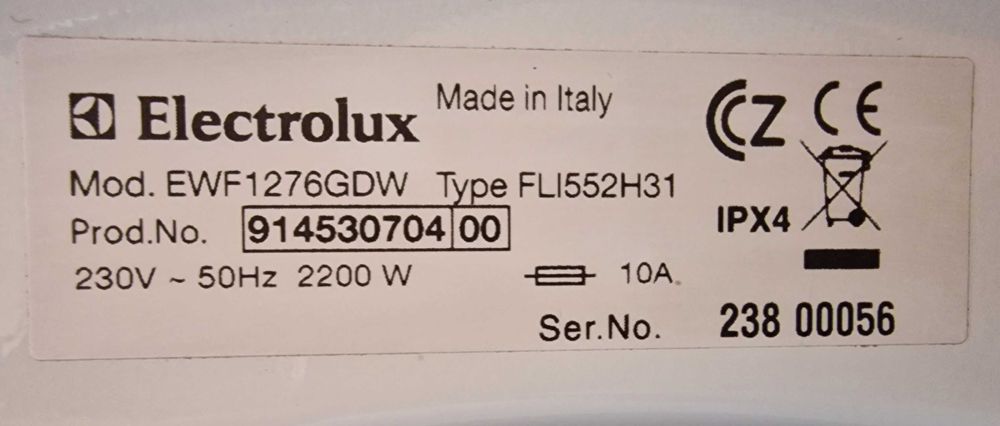 Пералня Electrolux - капацитет 7 kg; центрофуга 1200 оборота в минута