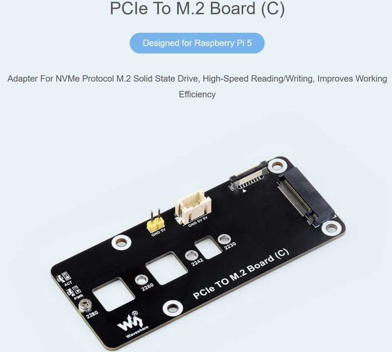 Adaptor SSD M.2 NVME pentru Raspberry Pi 5