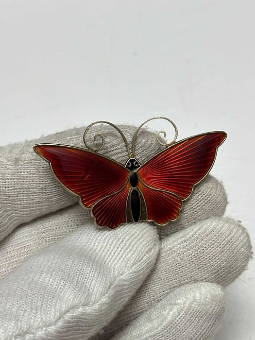 BROSA ARGINT 925 - Fluture Email - David Andersen - Norway - 1940-50 !