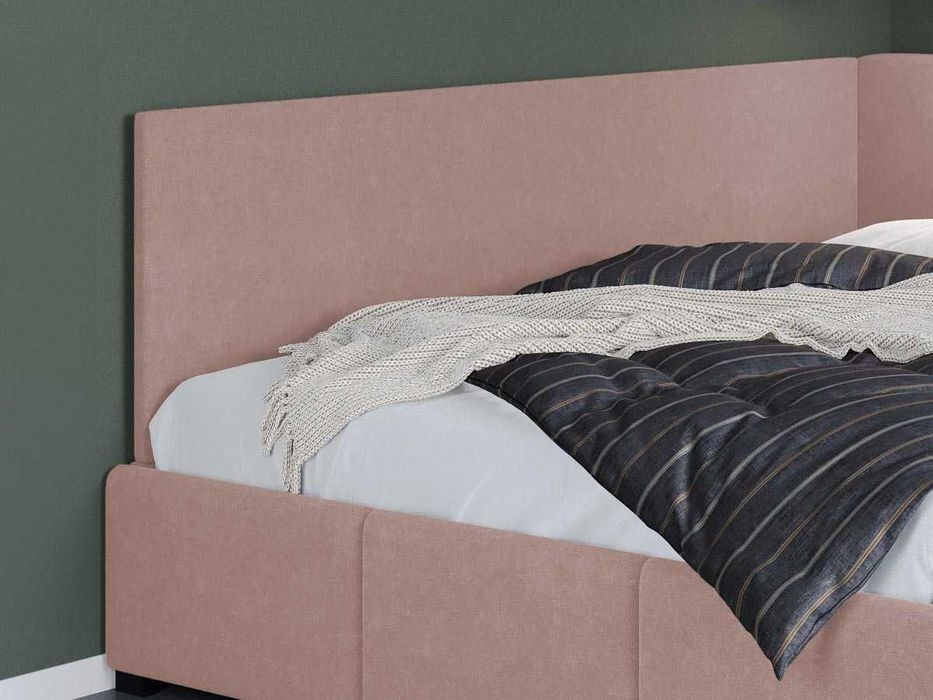 Pat Tapitat de colt Avelis roz cu somiera fixa