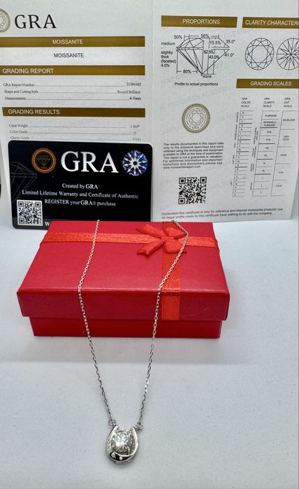 Сребърно колие с мойсанит (Диамант) 1 карат
