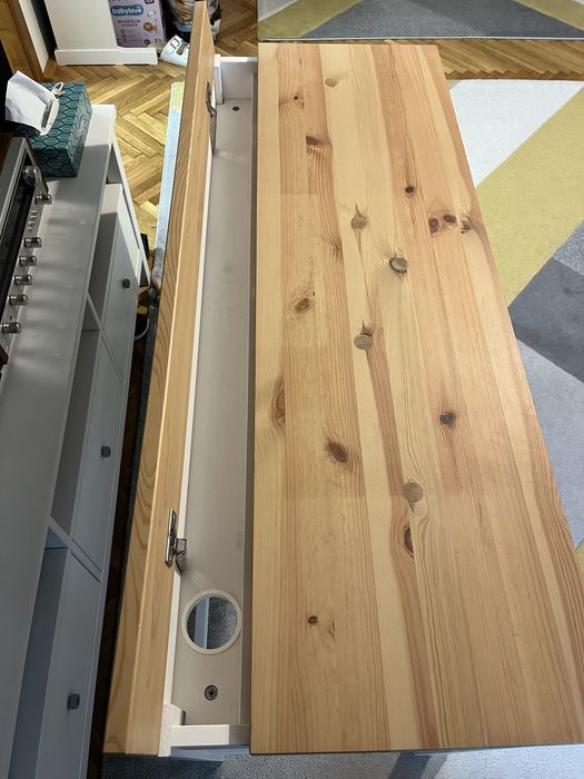 Birou Ikea Hemnes cu 2 sertare, vopsit alb/maro, 120x47cm