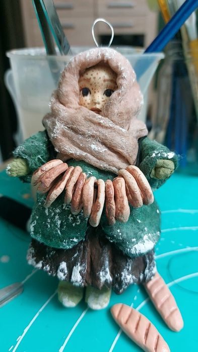 Ёлочные игрушки из ваты,  ручной работы