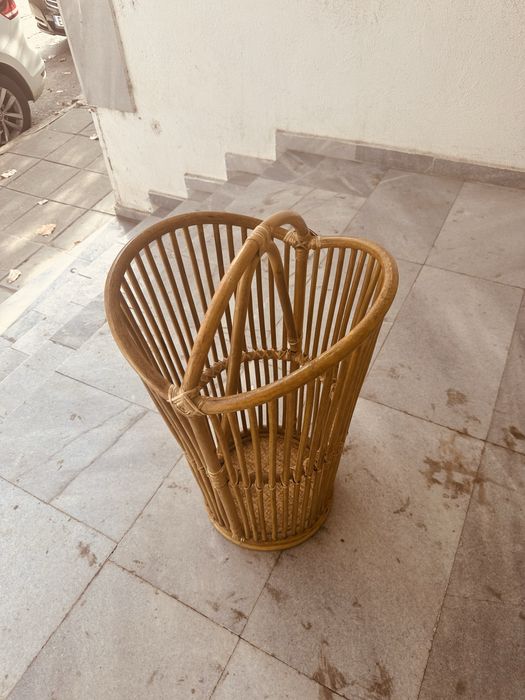 Декоративен ратанов кош/стойка,Nordic Boho стил от 90-те Дания