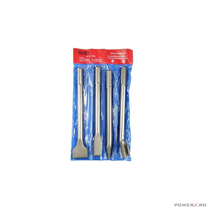Set de 4 dalti pentru beton rotopercutor SDS Max 250 mm Silver