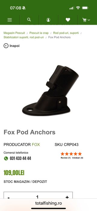 Vand Rod Pod Fox Ranger MK2, 4 Posturi