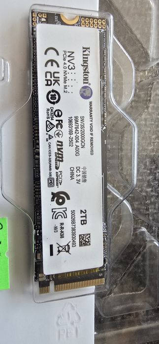 Kingston NV3 SSD 2TB PCI Express 4.0 x4 M.2 2280 6000mb/s  snv3s/2000gcn