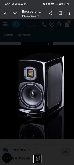 Boxe raft GOLDENEAR BRX (Bookshelf Reference X), 40Hz-35kHz, eficienta