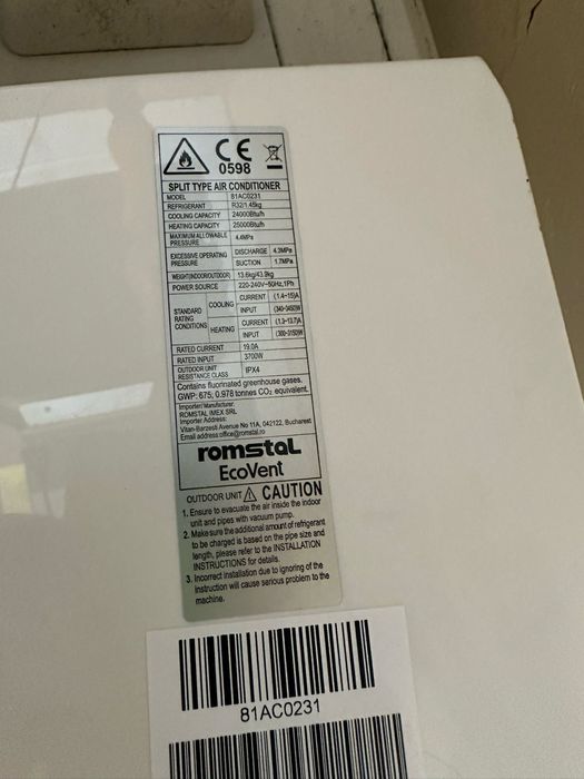 aer conditionat romstal ecovent 24000 btu