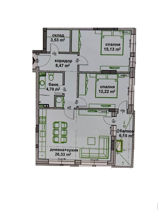 Продава се Тристаен апартамент в Бургас, Славейков - 103 кв.м за 1282 €/кв.м - Снимка #12