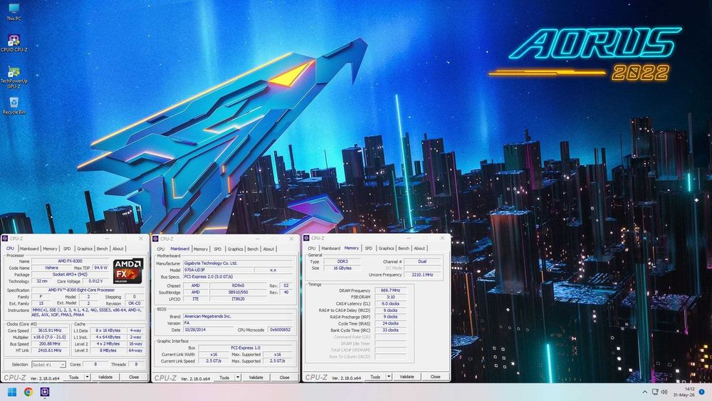 KIT AM3+ FX-8300 (8 core)+Placa 970A-UD3P+16GB RAM+Cooler AMD RGB !! CA NOU !! 300lei