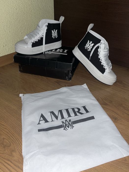 adidasi amiri high negru cu alb