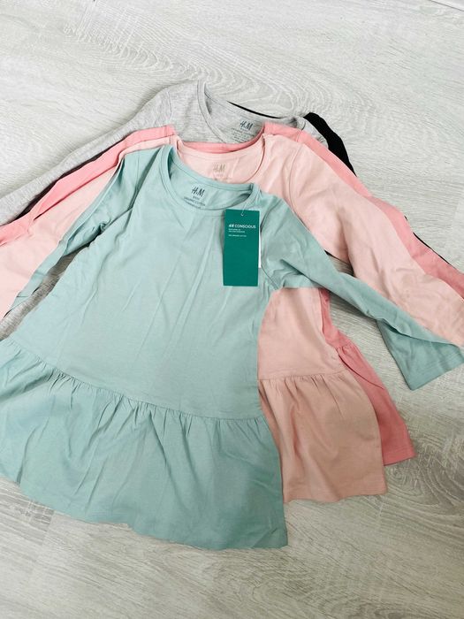 H&M комплект от 5 броя памучни роклички 92  1-2г