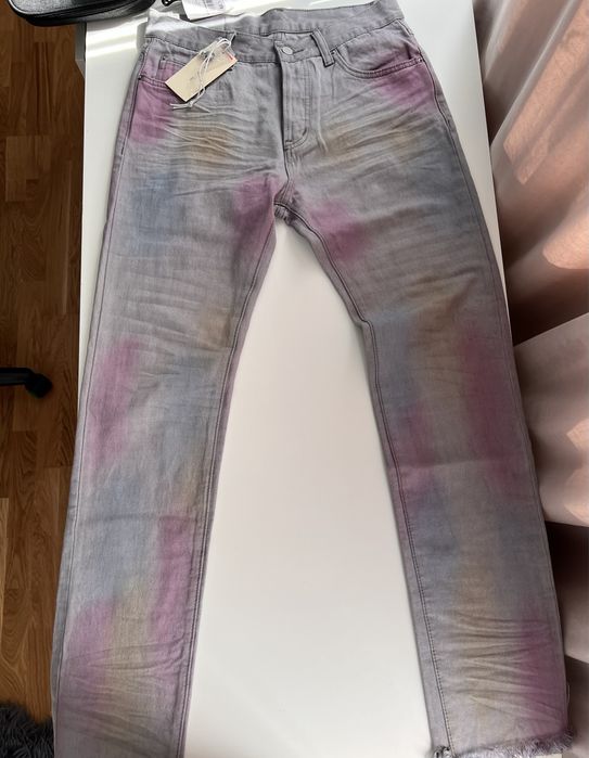 Blugi jeans MNML albastru gri cu mov