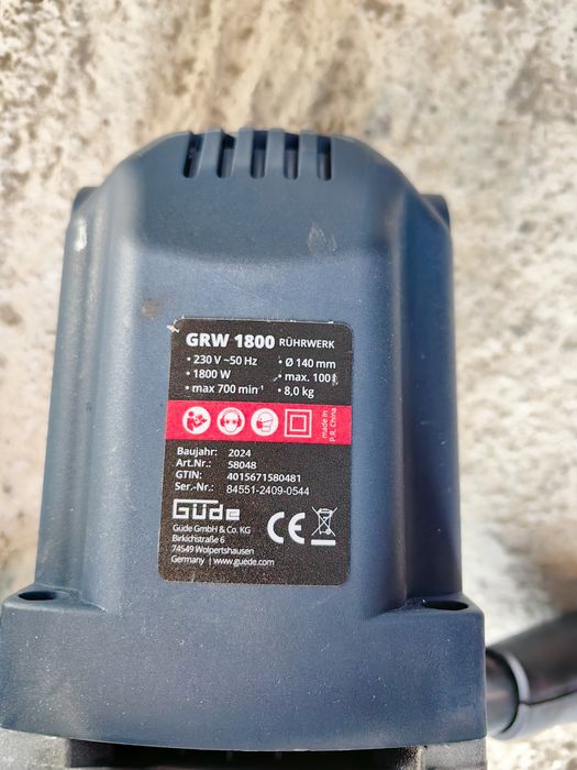 Електрически миксер за строителни разтвори GRW 1800