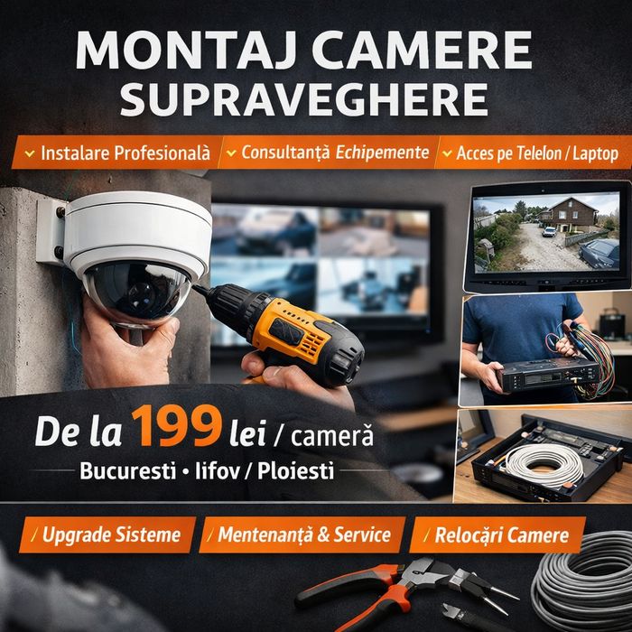 Montaj camere supraveghere | Instalare + configurare | De la 199 lei