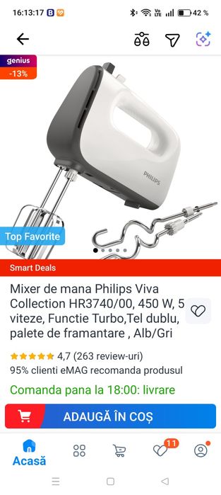 Mixer de mana Philips 5000 Series HR3740