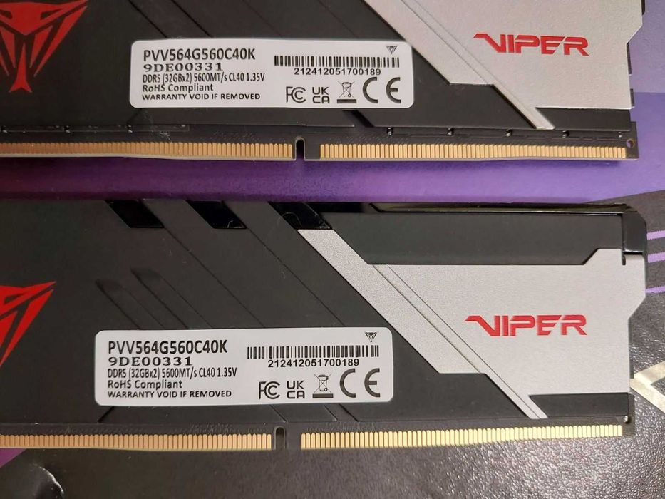 64GB DDR5 5600MT/s CL40 - Patriot Viper (EXPO, XMP)